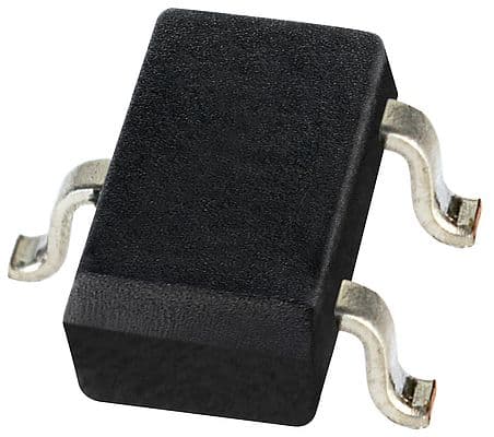 Black surface-mount magnetoresistive sensor IC in a small three-lead package