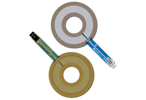 Image of a Spectra Symbol rotary SoftPot and a rotary HotPot like a yin & yang