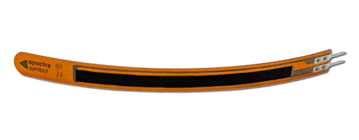 Image of Spectra Symbol's Spectraflex Flex Sensor sensor shown in a side view