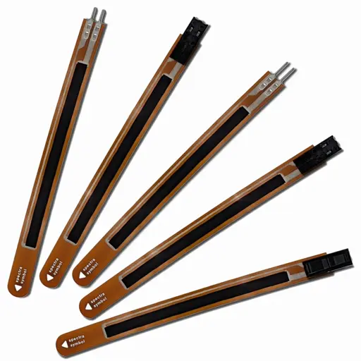 An array of SpectraFlex Flex Senors with various terminating connectors